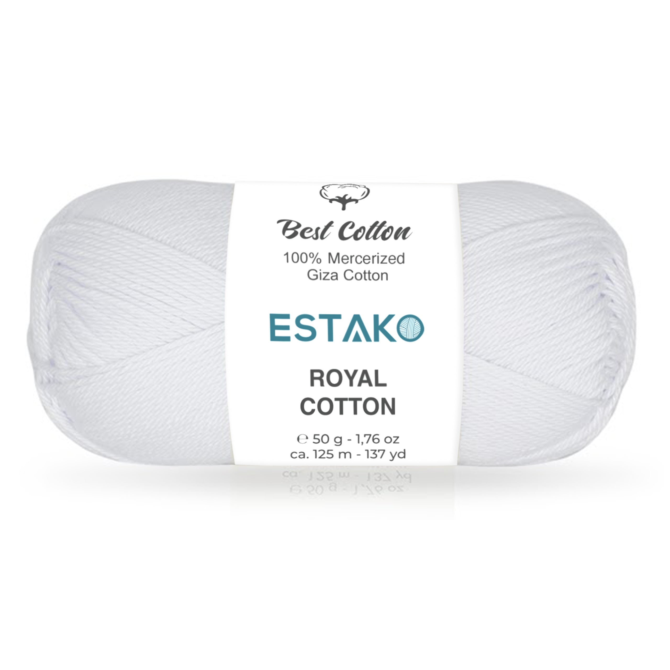 Estako Royal Cotton in 5050 White, a smooth mercerized Giza cotton for breathable, crisp-stitch baby blankets.