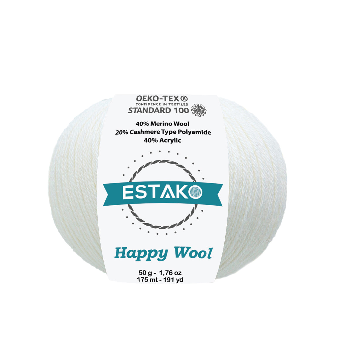 Happy Wool 8001 - White yarn — Estako Yarns