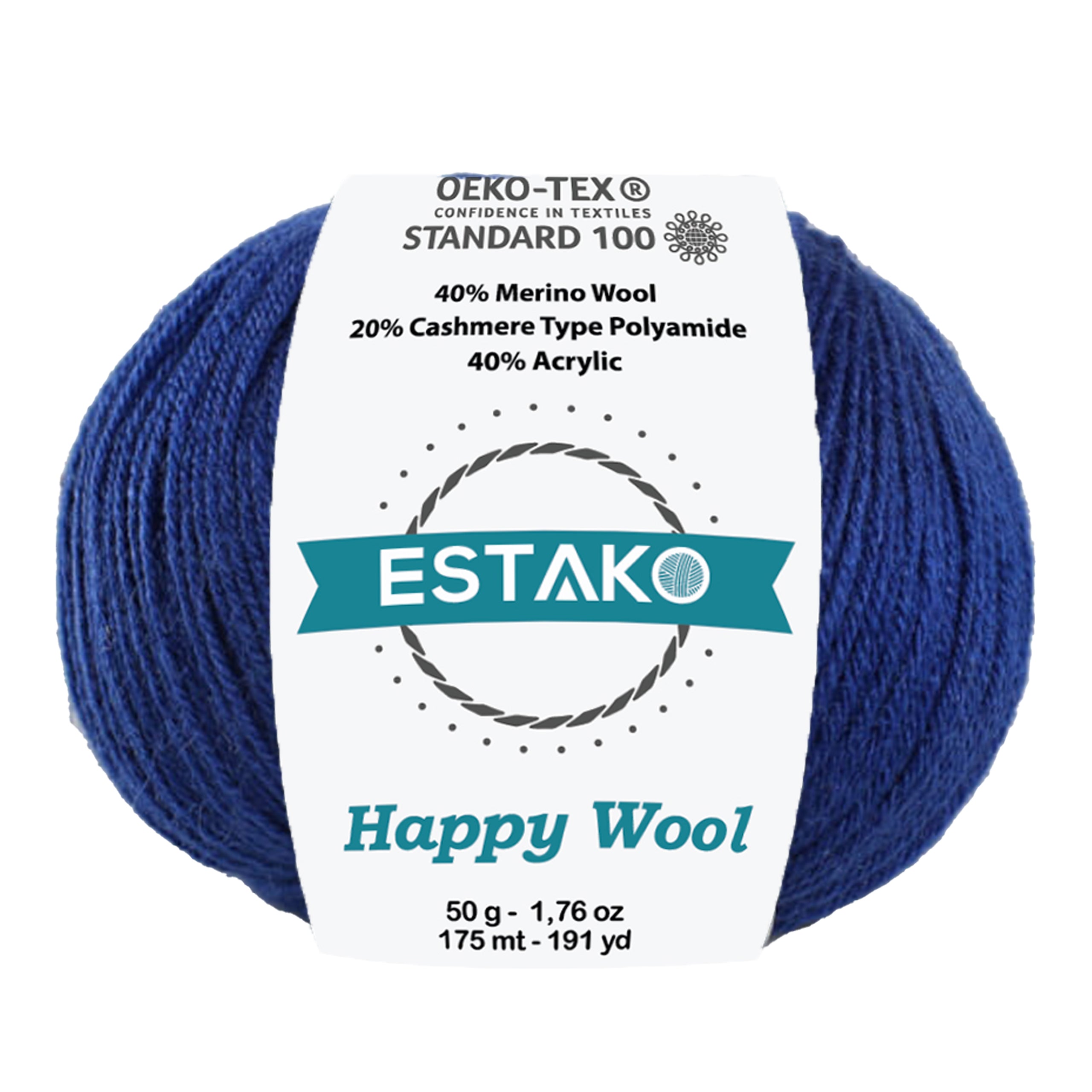 Estako Happy Wool in 8002 Navy Blue, a merino and cashmere-type blend soft enough to wear next to the skin.