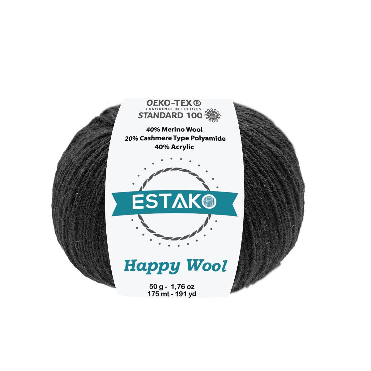 Happy Wool 8003 - Black yarn — Estako Yarns