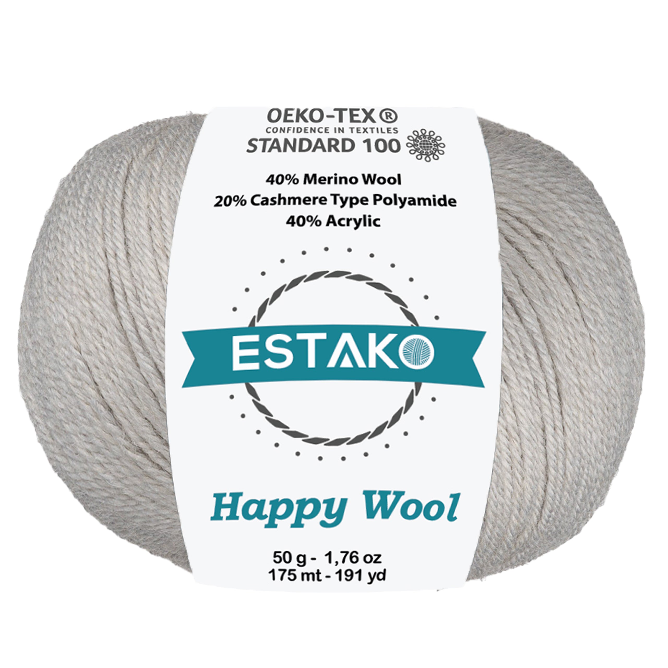 Happy Wool 8017 - Light Grey yarn — Estako Yarns