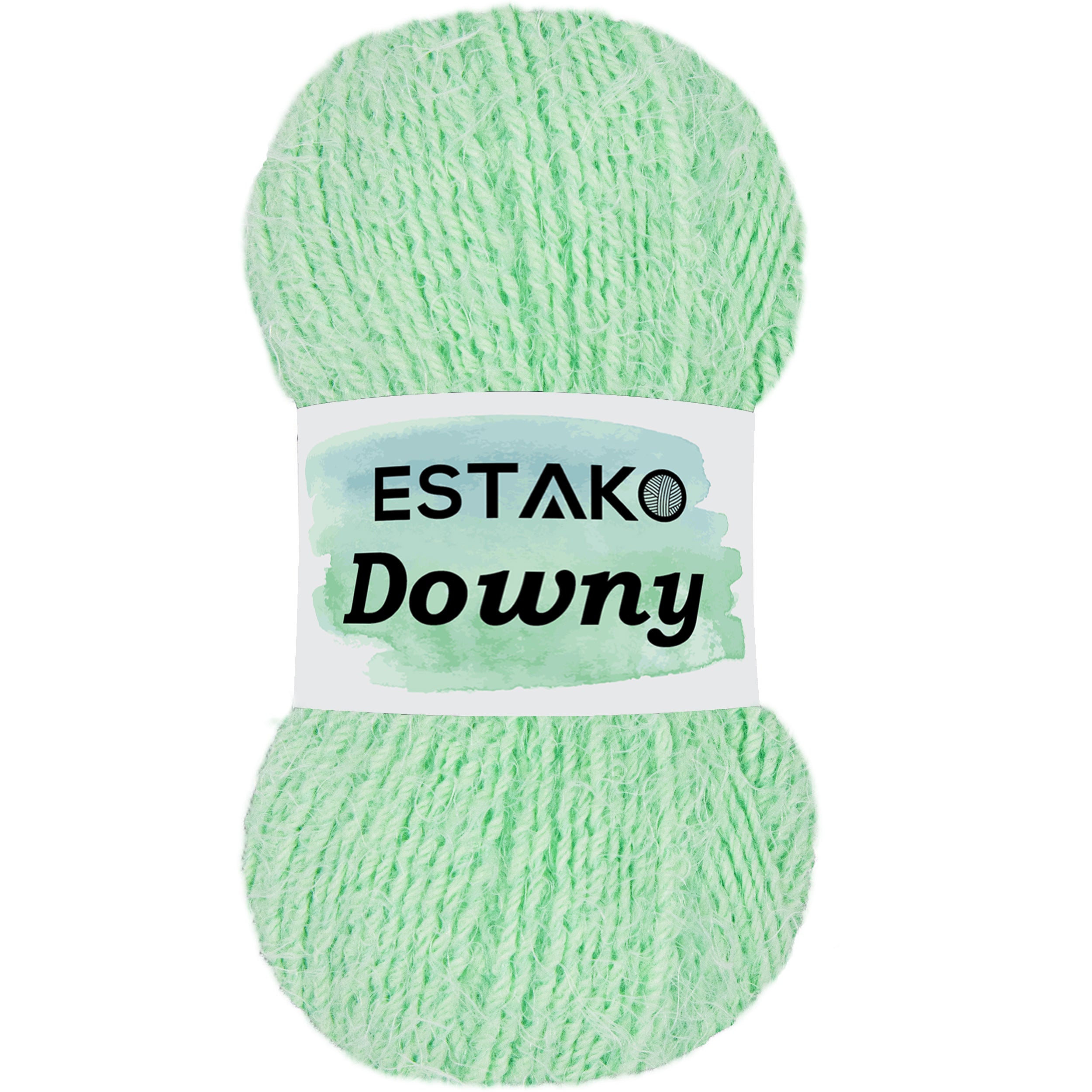 Estako Downy in 8930 Mint, a soft nylon-rich anti-pilling yarn in a pastel baby shade.